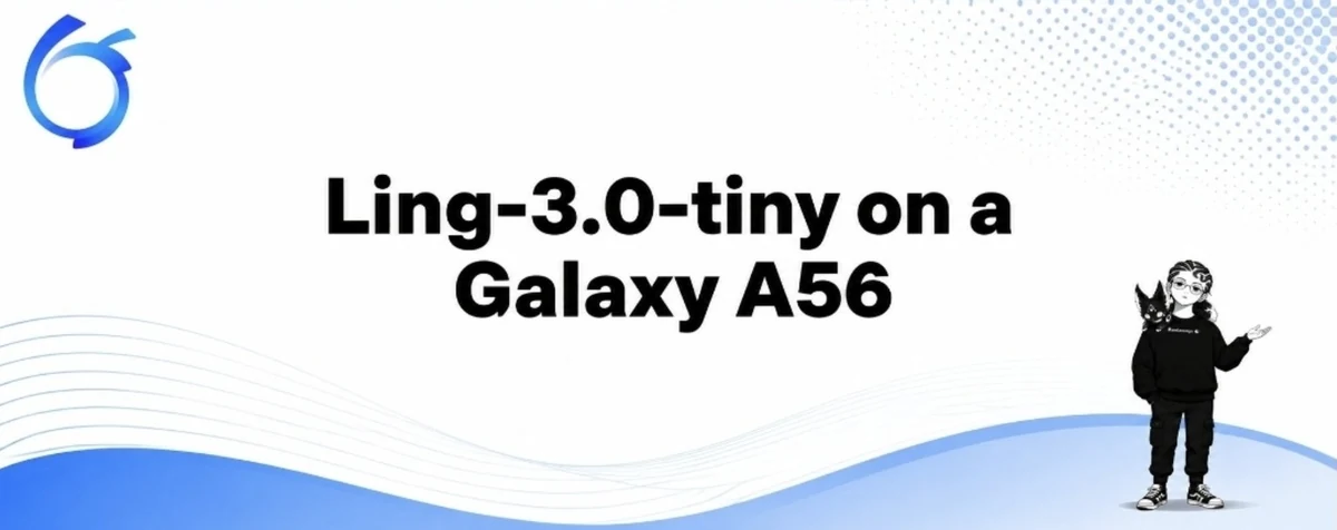 Ling-3.0-tiny on a Galaxy A56 cover with the AntLingAGI logo and Geex.